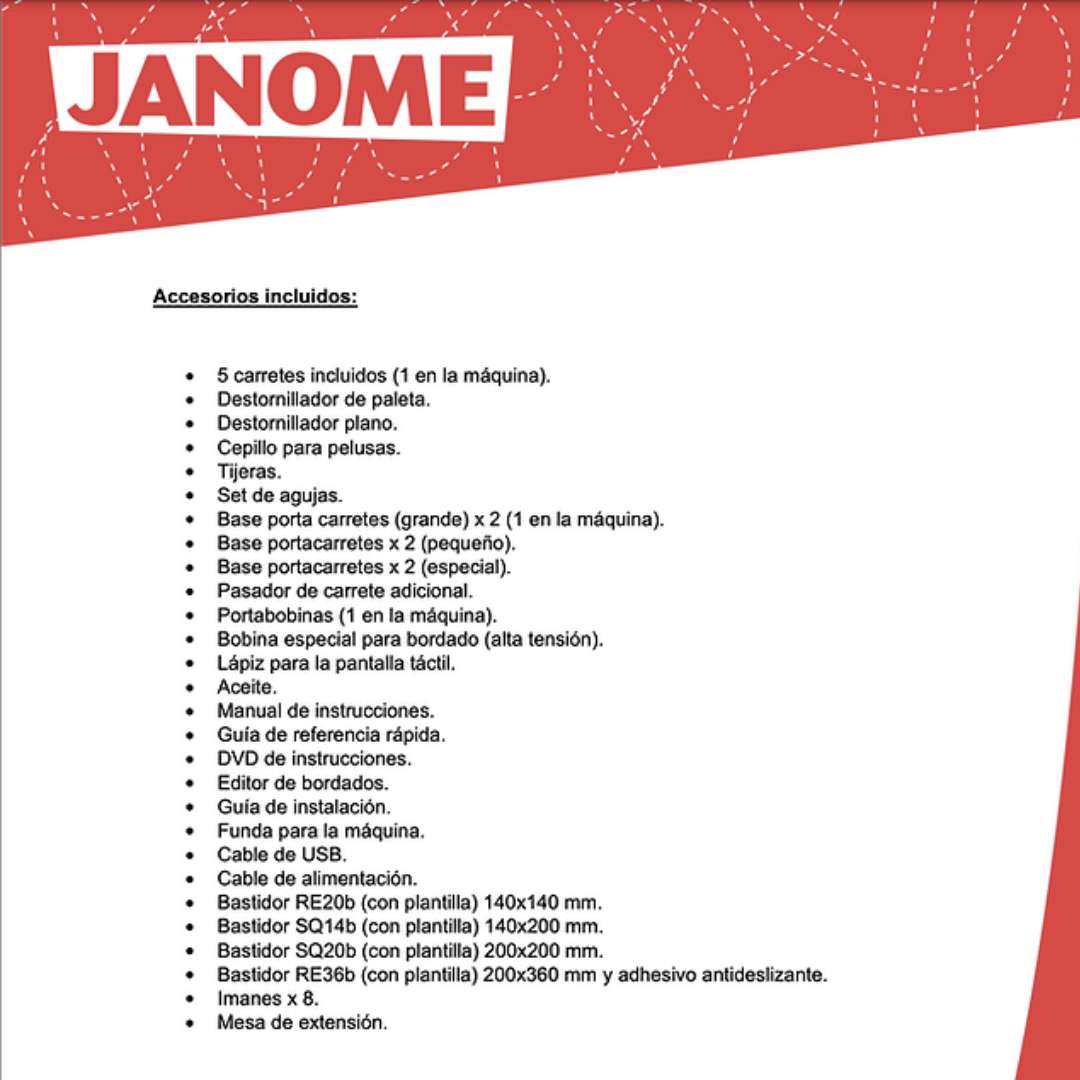 Bordadora Janome MC550E Incluye 4 bastidores