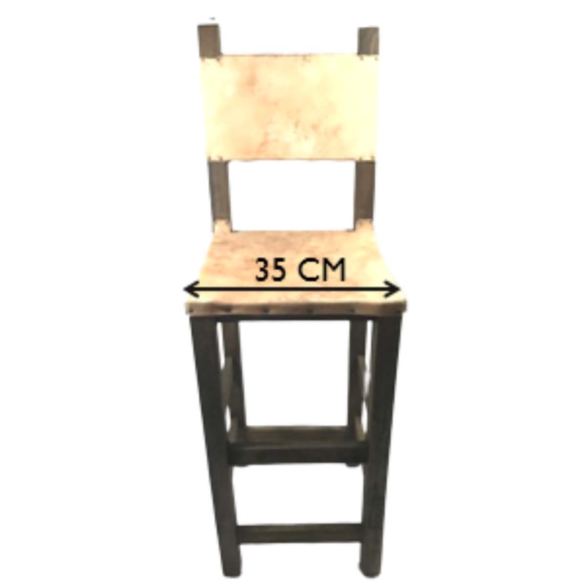 Silla de Cuero y Madera Alta